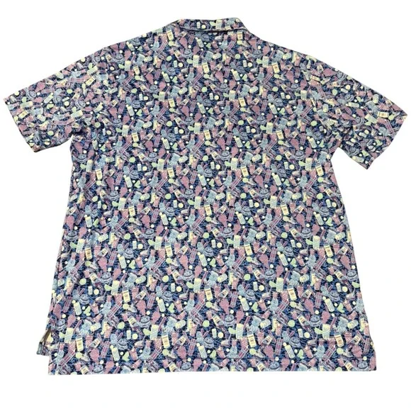 Peter Millar Summer Comfort Polo Shirt Mens XL Blue Purple Cocktail Golf Print
